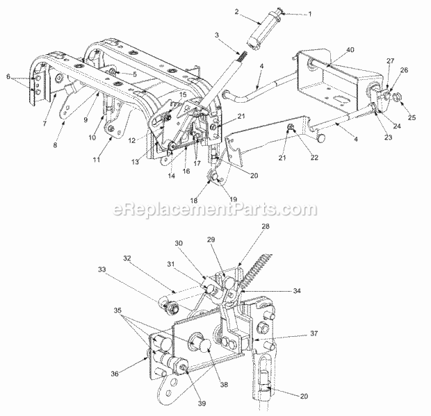 Deck Lift Diagram and Parts List for 365L (53CA1D5K100) (2001) Cub Cadet Lawn Mower